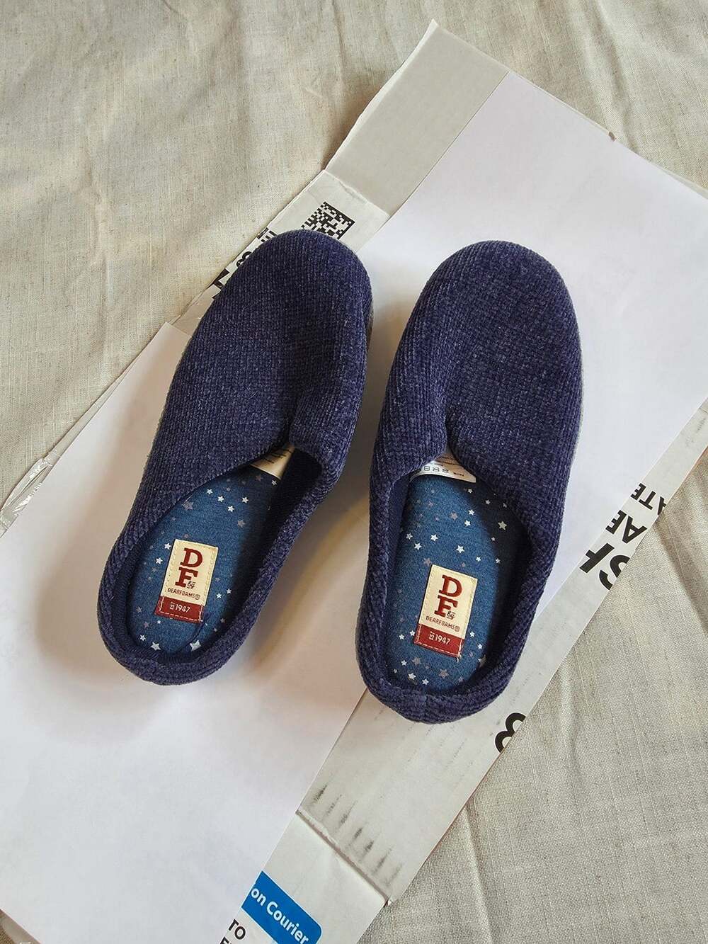 Dearfoams Chenille Clog Slippers Size 7-8 Blue